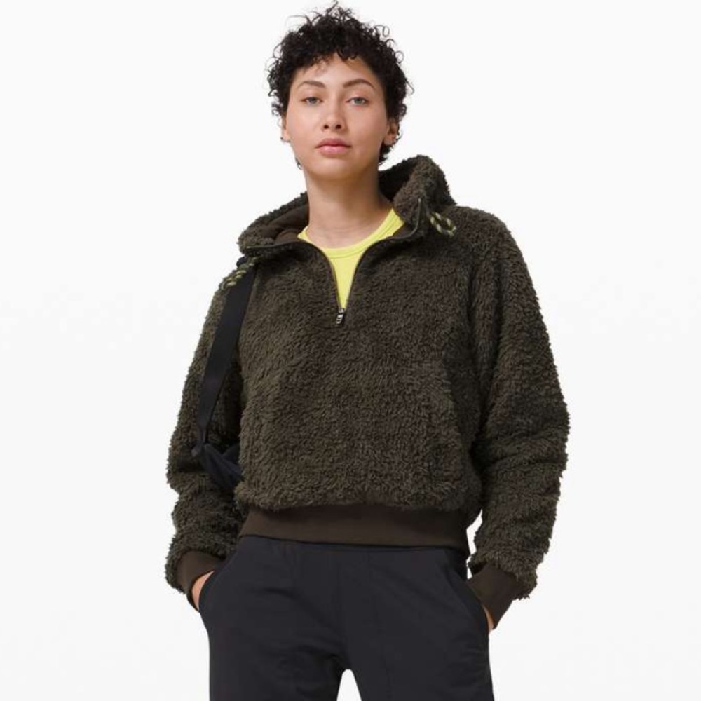 Lululemon Oh So Sherpa Half-Zip sz 14 color: Dark Olive